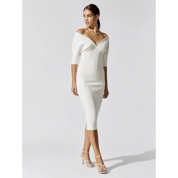 Carbon38 | Dresses | New Carbon38 Reverse Neoprene Zip Dress In Natural  White | Poshmark